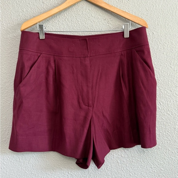 Veronica Beard Haina Linen Shorts Size 14 in Wine - Picture 1 of 6